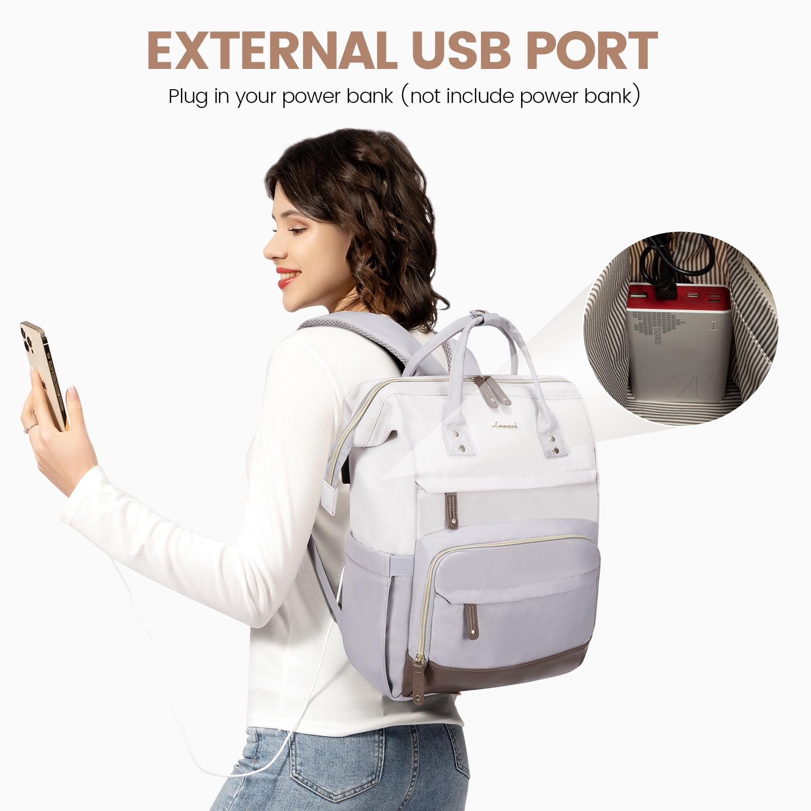 Lovevook Laptop Backpack, 15.6" Women Work Backpack Purses with USB Port, Waterproof Casual Daypack Travel Backpack, Large Fashion Teacher Nurse College Bookbag