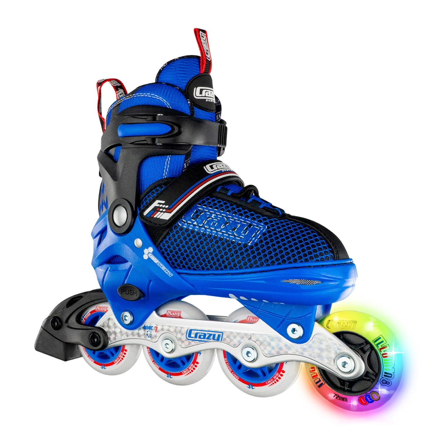 Crazy Skates LED Adjustable Inline Skates Light Up Wheels Adjusts to Fit 4 Shoe Sizes (Model