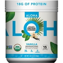 ALOHA Plant Based Protein Powder, Vanilla, 18g Protein, 1LB 2.5oz