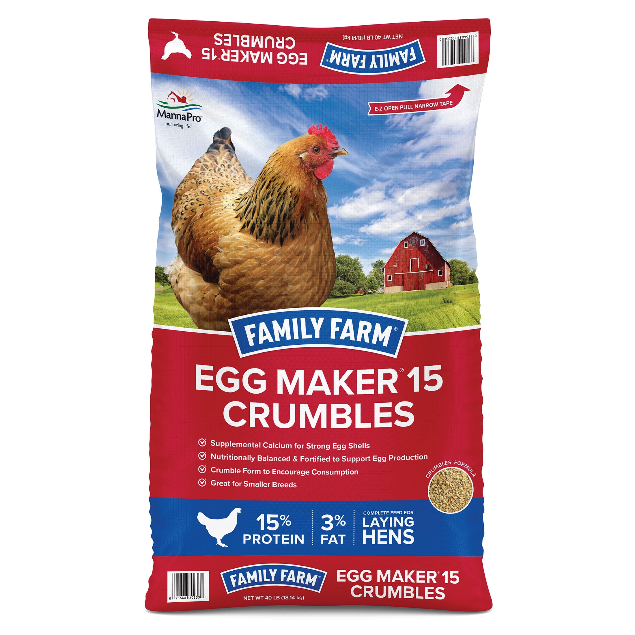 Manna Pro Family Farm Egg Maker 15 Percent Layer Crumbles Chicken Feed 50 Lbs 