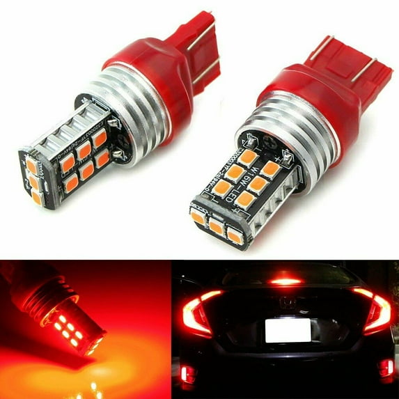 Red 7440 7443 LED Flash Strobe Brake Stop Tail Light Bulbs For Honda Civic CR-V