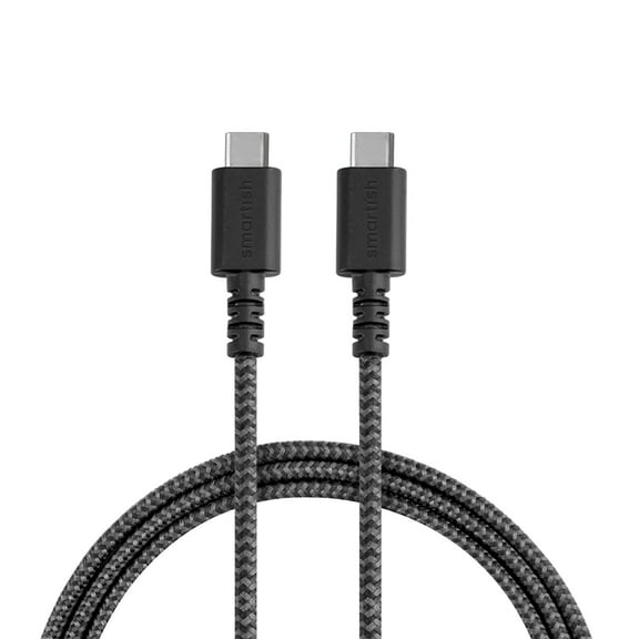Smartish USB-C Fast Fabric Wrapped 6ft Charging Cable - Crown Joule [Durable Nylon Fabric Cord] Compatible with Android, Pixel, Galaxy - Apple MFi Certified for MacBook Pro - No. 2 Pencil Gray