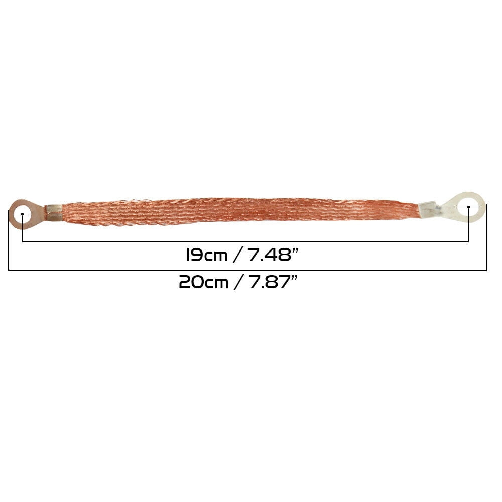 Multi-purpose Copper Braided Engine Ground Strap w/5/16" Terminals Lugs 8" Length