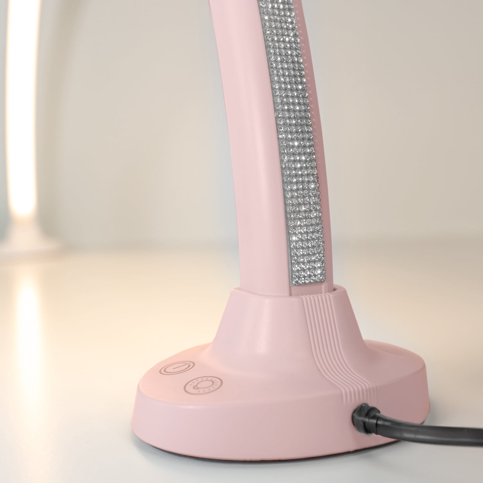 Luna LED Nail Light Half Moon Table Lamp, 3000‑6000K Adjustable Light for Nail Salon Manicure Table, Spa Reception, Massage Spa Furniture & Equipment, Pink Rhinestone