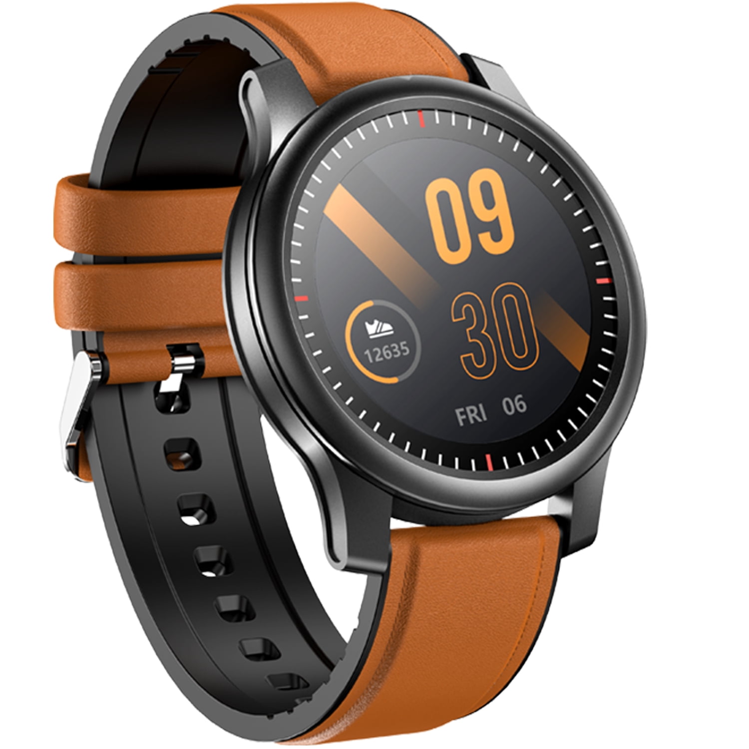 Link Dream Brown Smartwatch for Android iOS Full Touch 1.28" Fitness Tracker, IP67 Waterproof