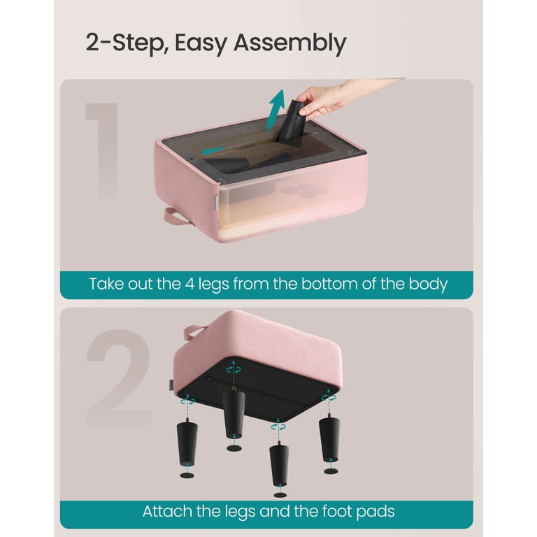 Songmics Small Velvet Ottoman, Jelly Pink photo 4