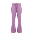 thumbnail image 3 of Yoga Pants for Women Stretch High Waisted Drawstring Wide Leg Pants Workout Running Bootleg Flare Pants with Pockets, 3 of 4