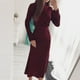 thumbnail image 2 of Vestido largo con cinturón de manga larga de color sólido con cuello alto informal a la moda para mujer Fridja nalpqowj4857, 2 of 9