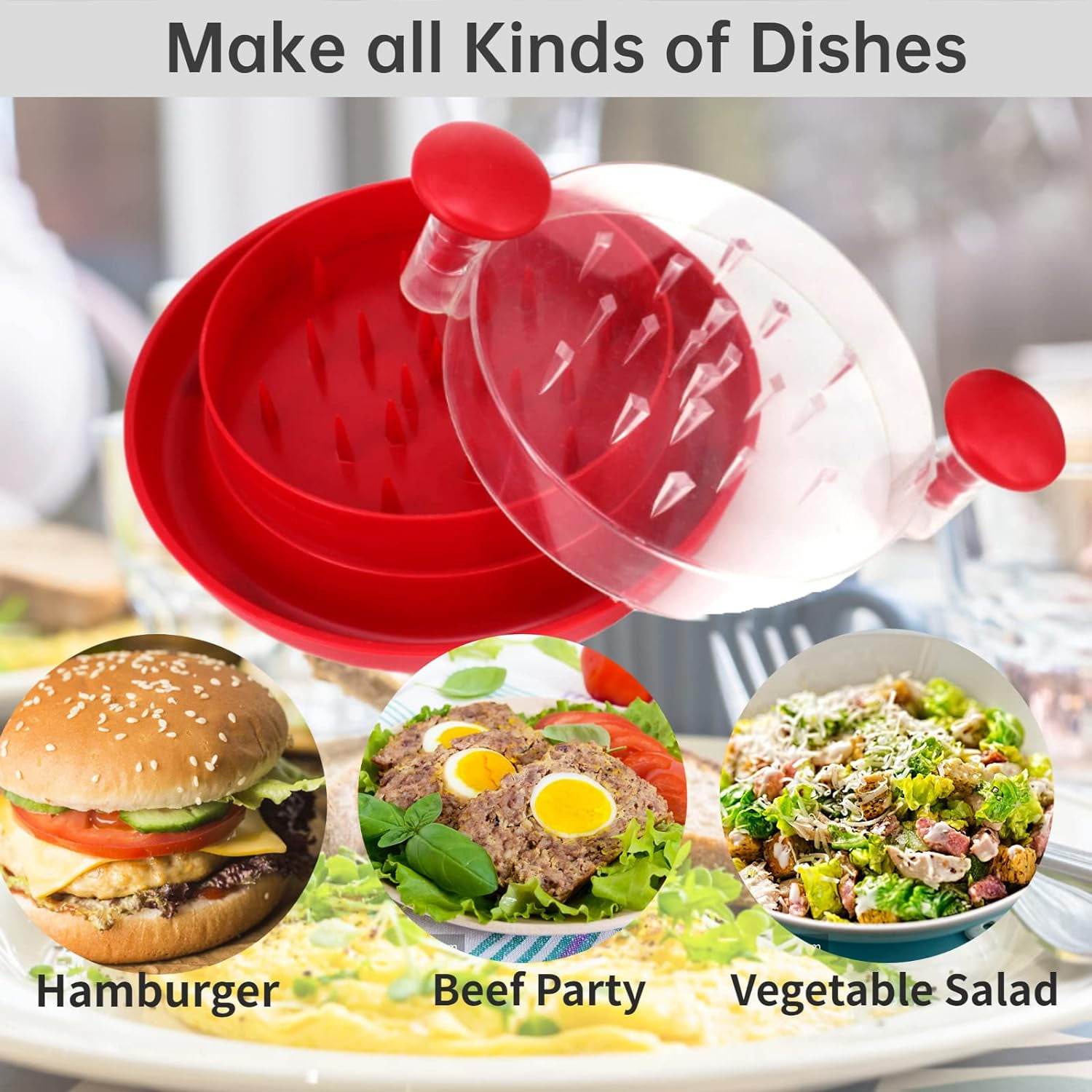 Chicken Shredder, Upgrade Meat Shredder Tool with Clear Cover, Large Shred Machine Anti-Slip Chicken Shredder Tool Twist for Shred Chicken Cabbage Beef Pork Vegetables - Easy to Work & Clean (Red)