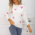 thumbnail image 6 of Qulqfy White Women Sweaters Knit Pullover Crew Neck Going Out Valentines Long Sleeve Shirts Light Weight Sweater for Women M, 6 of 9