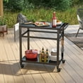 thumbnail image 3 of Gymax Outdoor Grill Cart Pizza Oven Stand w/ Shelf Hooks Lockable Wheels Side Handle, 3 of 10