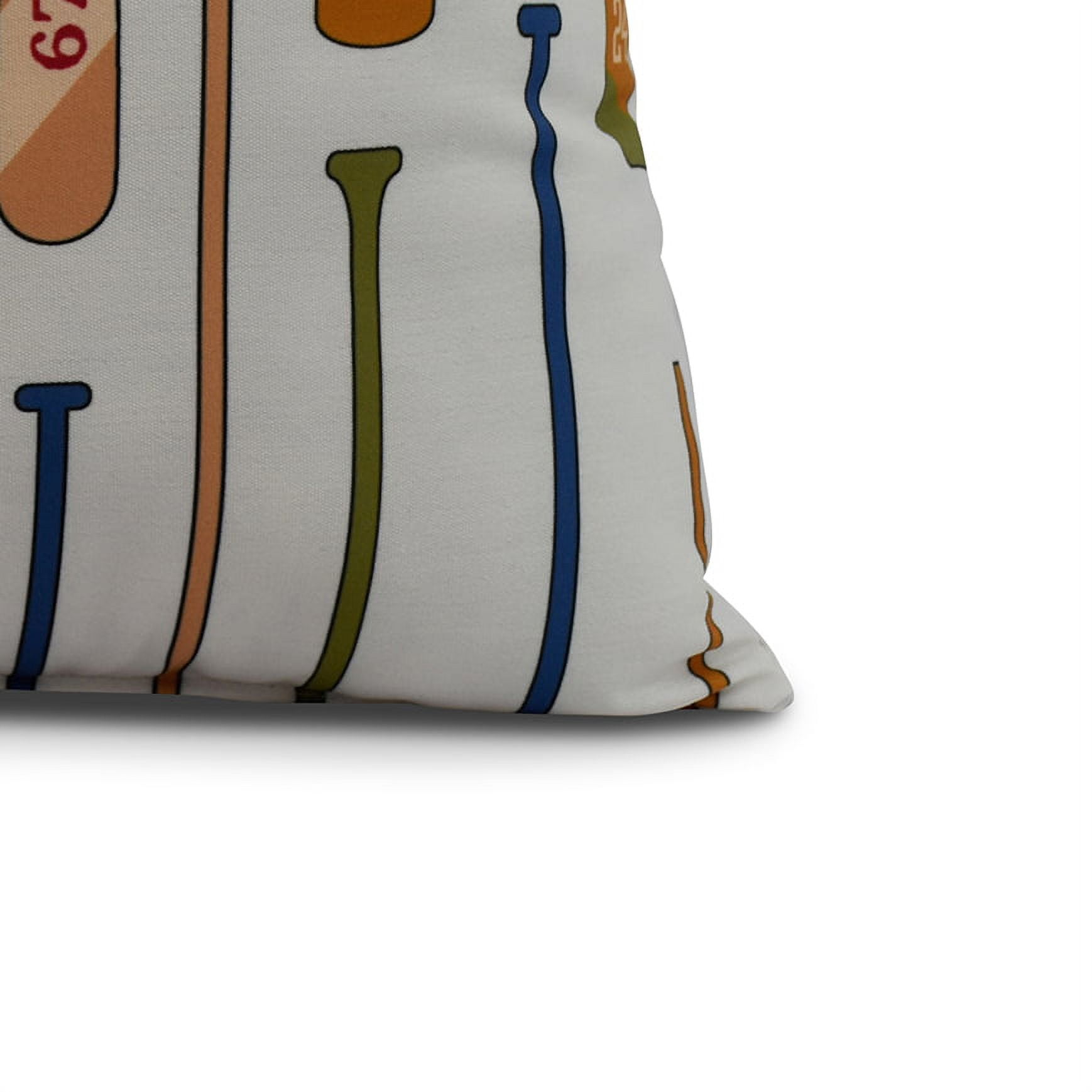 Simply Daisy, 16" x 16" Oar Numbers , Geometric Print Outdoor Pillow, Ivory