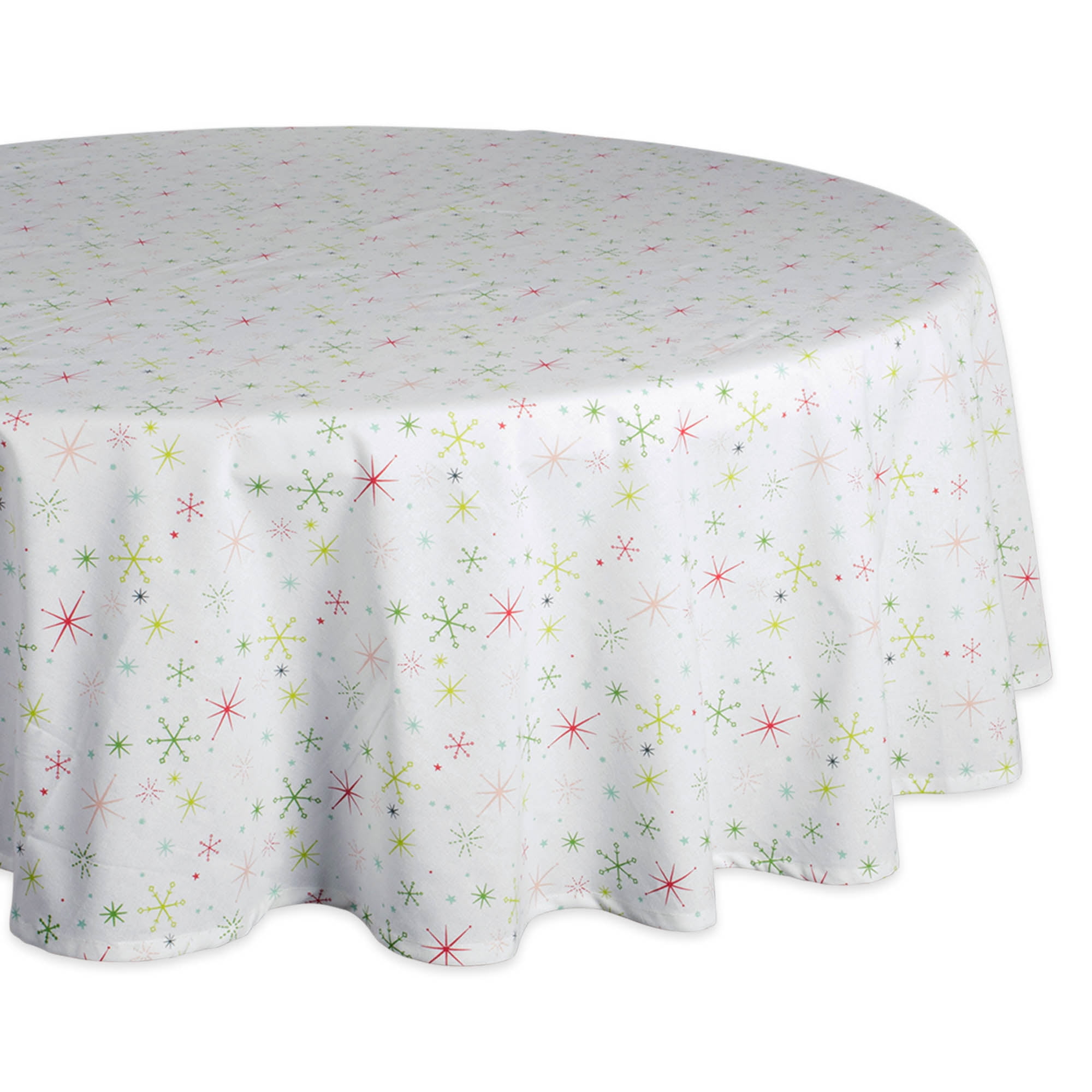 DII Christmas Star Print Tablecloth 70 Round, 100 Cotton