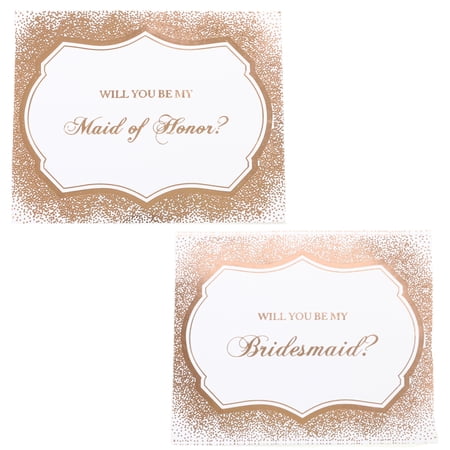 Koyal Wholesale Bridesmaid Proposal Wine Labels, Real Rose Gold Foil Waterproof Stickers, Set of 8 Pack