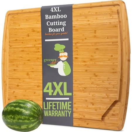 4XL Bamboo Butcher Block Cutting Board - Extra Large Cutting Boards for Kitchen 36 x 24 - Wood Countertop 24 x 36 Cutting Board - Single Tone