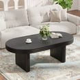 thumbnail image 6 of iooHug Mid‑Century Modern Oval Coffee Table,Solid Wood Veneer 47.24 Inch Cocktail Table for Living Room Home Office,Black, 6 of 7