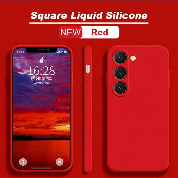 Funda cuadrada de silicona líquida para Samsung Galaxy, carcasa trasera suave, S23, S22 Ultra Plus, S23Plus, S23Ultra