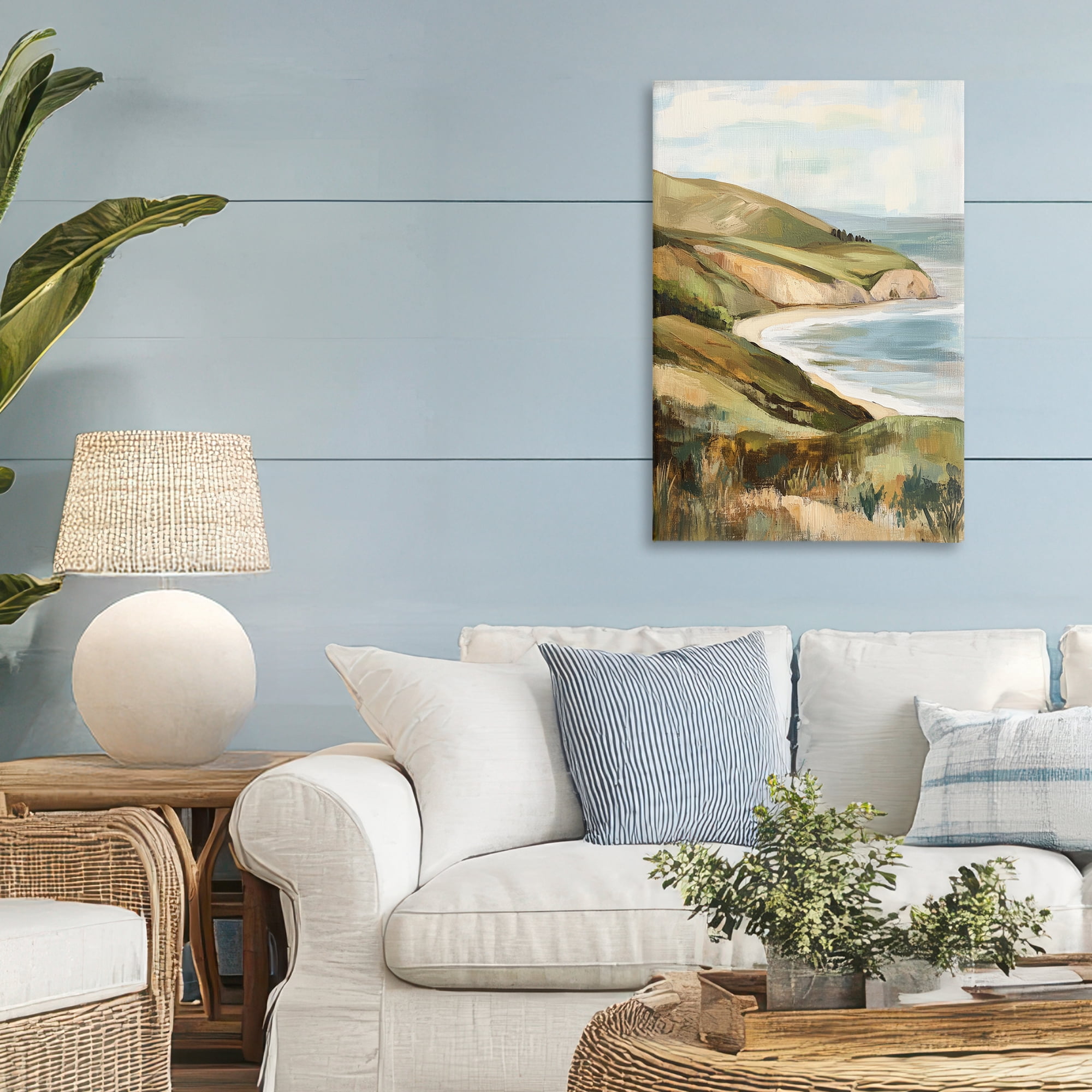 Stupell Industries Painted Cliffside Coastal Morning Light Canvas Wall Art, design by Petal Prints Design