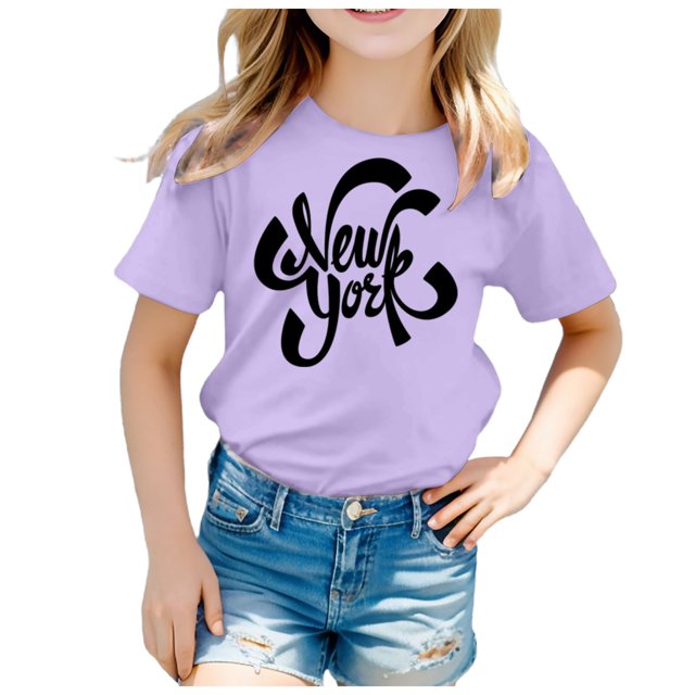 TZEWGL Tops For Toddler Graphic Printed Short Sleeved Crewneck Clothing For Kids size 7-8T