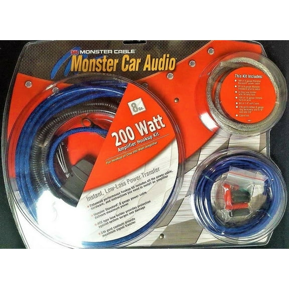 Monster Car Audio BL200 Car Amplifier Power Hookup Kit 8 Gauge 200 Watt