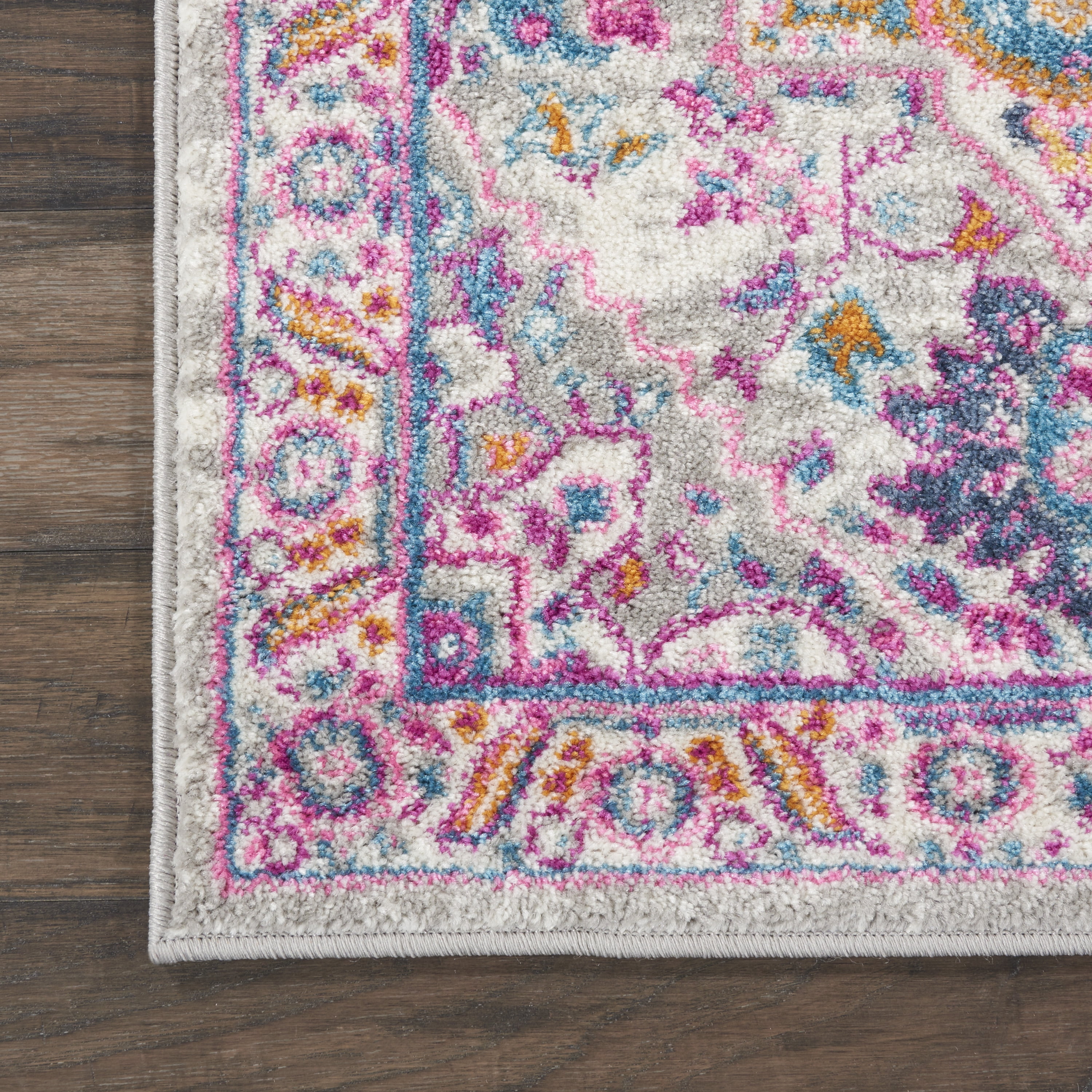 Nourison Passion Persian Light Grey/Pink 1'10" x 6' Area Rug, (2x6)