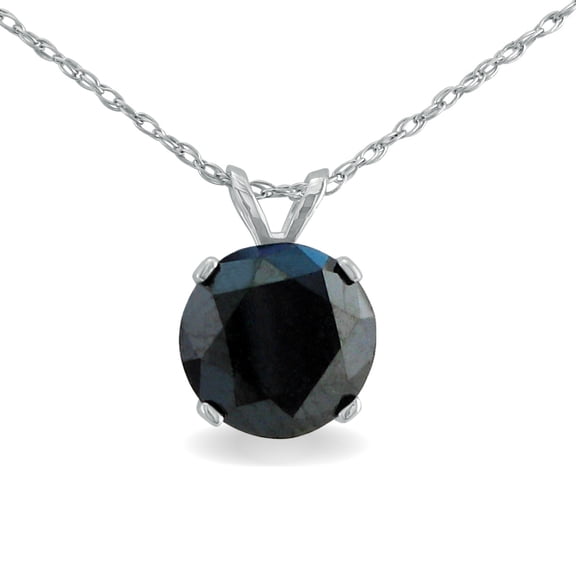 SuperJeweler 2 Carat Black Diamond Solitaire Pendant in 14k White Gold for Women
