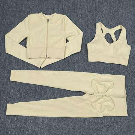 

Women Yoga Set Gym Clothing Sportswear Fitness Long Sleeve Crop Top Bra Seamless Leggings Solid Workout Tracksuits Sports Suit