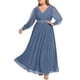 thumbnail image 3 of Vestido Pinup Fashion de chifón azul empolvado para mujer, madre novia, 3 of 6