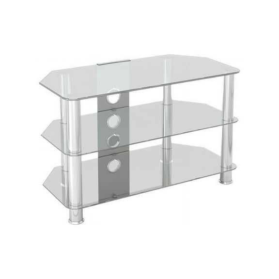 AVF Transitional Steel and Glass TV Stand for 10" to 42" TVs in Clear/Chrome