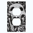 thumbnail image 2 of Metal Light Switch Plate Outlet Cover Skull Rose Flower Gray SKL002, 2 of 13