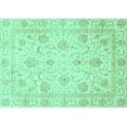 thumbnail image 1 of Ahgly Company Machine Washable Indoor Rectangle Oriental Turquoise Blue Traditional Area Rugs, 2' x 5', 1 of 4