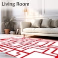 thumbnail image 2 of ODIKA 6'x9' Machine Washable Non-Slip Area Rug, Futuristic Digital Maze Hexagonal Puzzle High Traffic Rug, Red, 594650, 2 of 7
