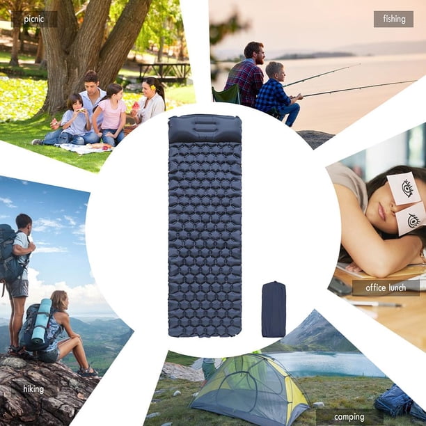 Cojín de dormir para acampar Colchón de aire inflable Cojín de playa al aire libre (Azul marino) Ndcxsfigh Nuevos Originales