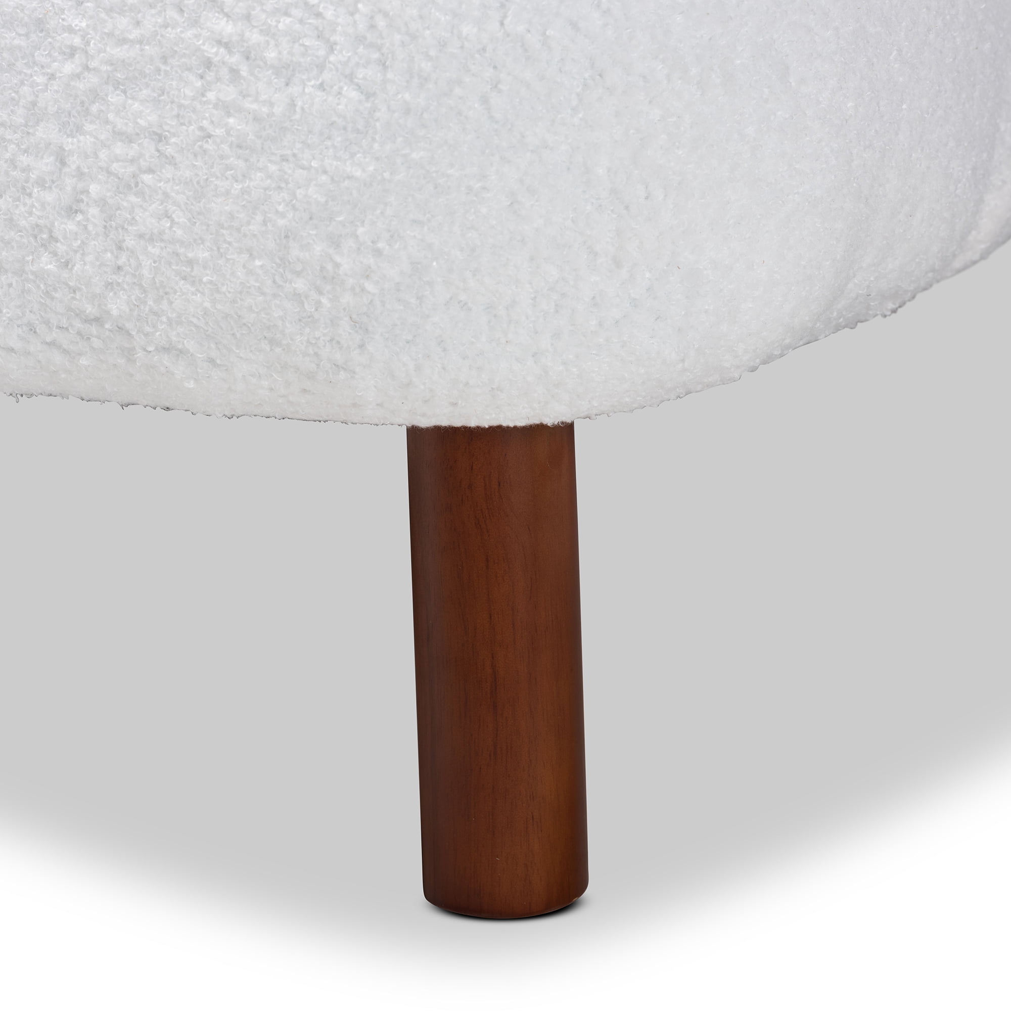 Baxton Studio Cabrera Modern and Contemporary White Boucle Upholstered and Walnut Brown Finished Wood Accent Chair