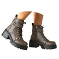 thumbnail image 3 of UngA Combat Boots Womens Mid Calf Built-in Wallet Pocket Lace up Military Women’s Boots Grey,Size 9, 3 of 7