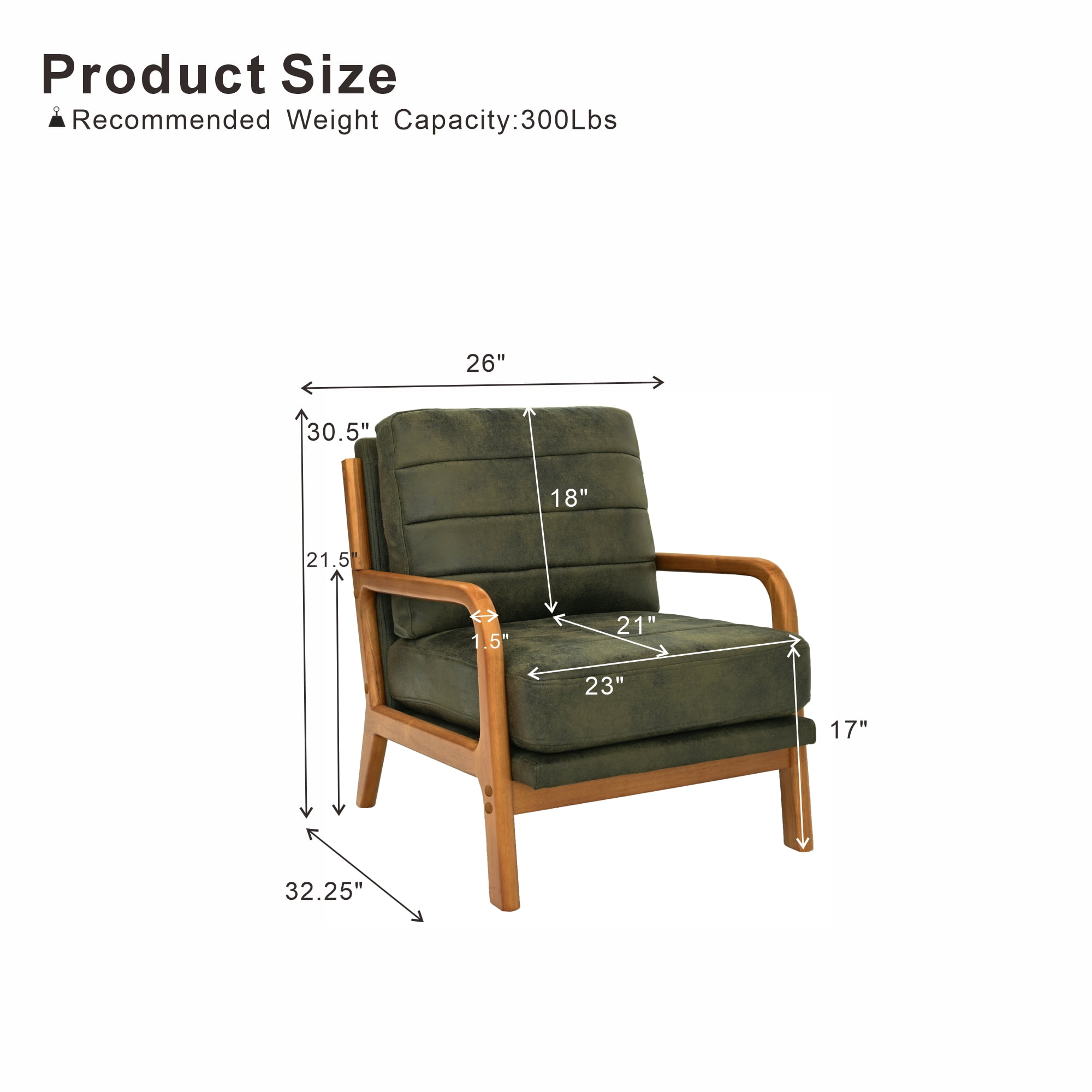 Foil Fabric Accent Chair with Solid Wood Frame, Modern Lounge Chair and Curved Armrest Reading Chair for Living Room Bedroom, Olive Green