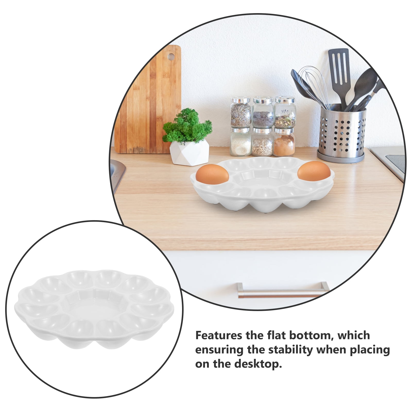 Masteelf Egg Platter Ceramic Deviled Egg Tray Catering Platter Eggs Serving Tray