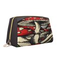 thumbnail image 2 of Picia Red Mushrooms Print Leather Makeup Bag Make Up Bag Travel Toiletry Bag for Her Girlfriend Teacher Teen Girl Gifts, 2 of 8