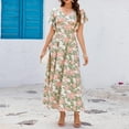 thumbnail image 6 of Women's Summer Casual Short Sleeve Tiered Flowy Spring Boho Dress Long Midi Beach Sundress Vacation Outfits, 6 of 7