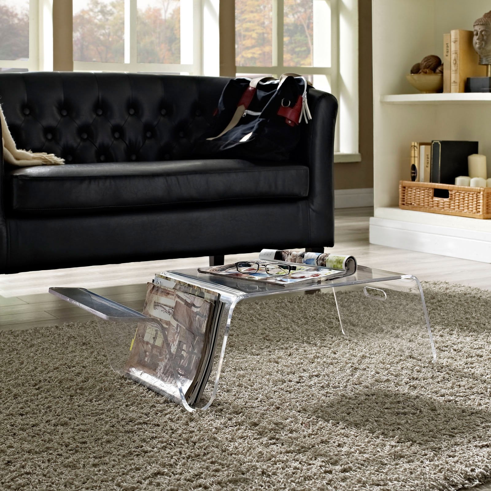 modway magazine acrylic coffee table