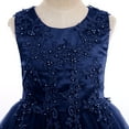 thumbnail image 5 of IBTOM CASTLE Flowers Girls Tulle Lace Dress for Kids Wedding Bridesmaid Pageant Birthday Party Communion Formal Princess Prom Maxi Gown 7-8 Years Dark Blue, 5 of 8