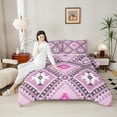 thumbnail image 4 of jejeloiu Retro Boho Aztec Bedding Comforter Set,Rustic Farmhouse Tribal Twin Comforter Sets,Pink Purple Bedding Set For Teens,Microfiber Bedroom Decor Reversible,2pcs, 4 of 8