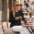 thumbnail image 4 of SUNBS Blouses for Women Casual Dressy Tops Crewneck Long Sleeve Shirts Pleated Clothes, 4 of 9