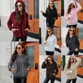 thumbnail image 2 of European and American autumn and winter hooded plush pullover sweatshirt long-sleeved zipper solid color warm jacket with pockets-SoftRed-XL, 2 of 5