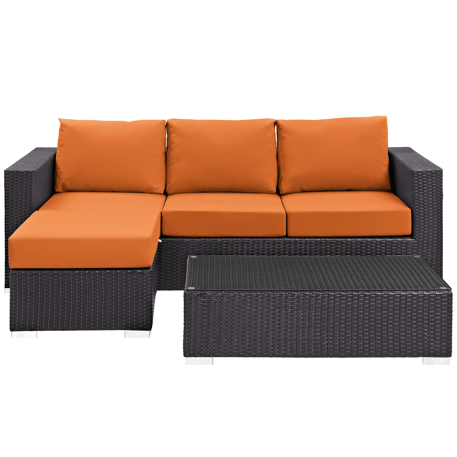 Modway Convene 3 Piece Outdoor Patio Sofa Set in Espresso Orange - image 4 of 7