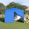 thumbnail image 3 of Pop Up Canopy Tent 10x10, Instant Outdoor Gazebo with Removable Sidewalls, Portable Shade Shelter with 4 Sand Bags & Carry Bag for Patio, Party, Beach, Camping, Blue, 3 of 10