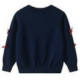 thumbnail image 3 of Abcomgle Girl Cardigan Sweater 7-8 Cute Bownot Button Down Girls Cardigan Knit Long Sleeve Crewneck Sweater Girls,4-5Years,Navy, 3 of 4