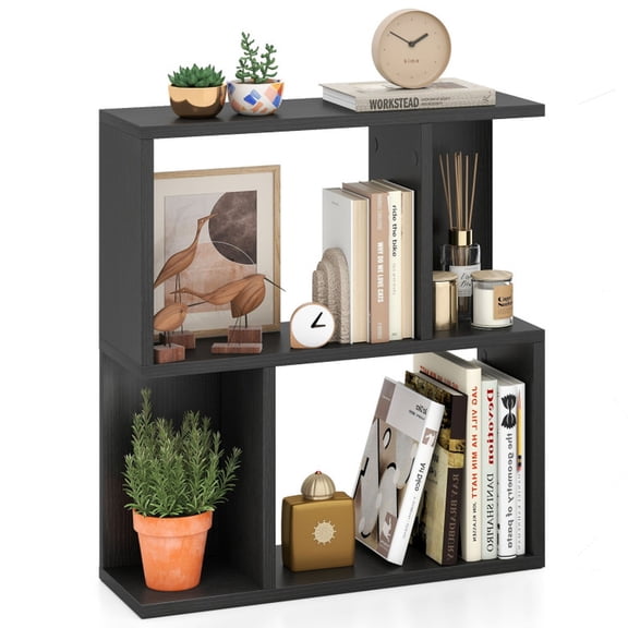 Furnibear 3-Tier Bookshelf with Display Shelf for Small Space Black, 20" x 7" x 22" - Open Storage Display Rack for Home Office