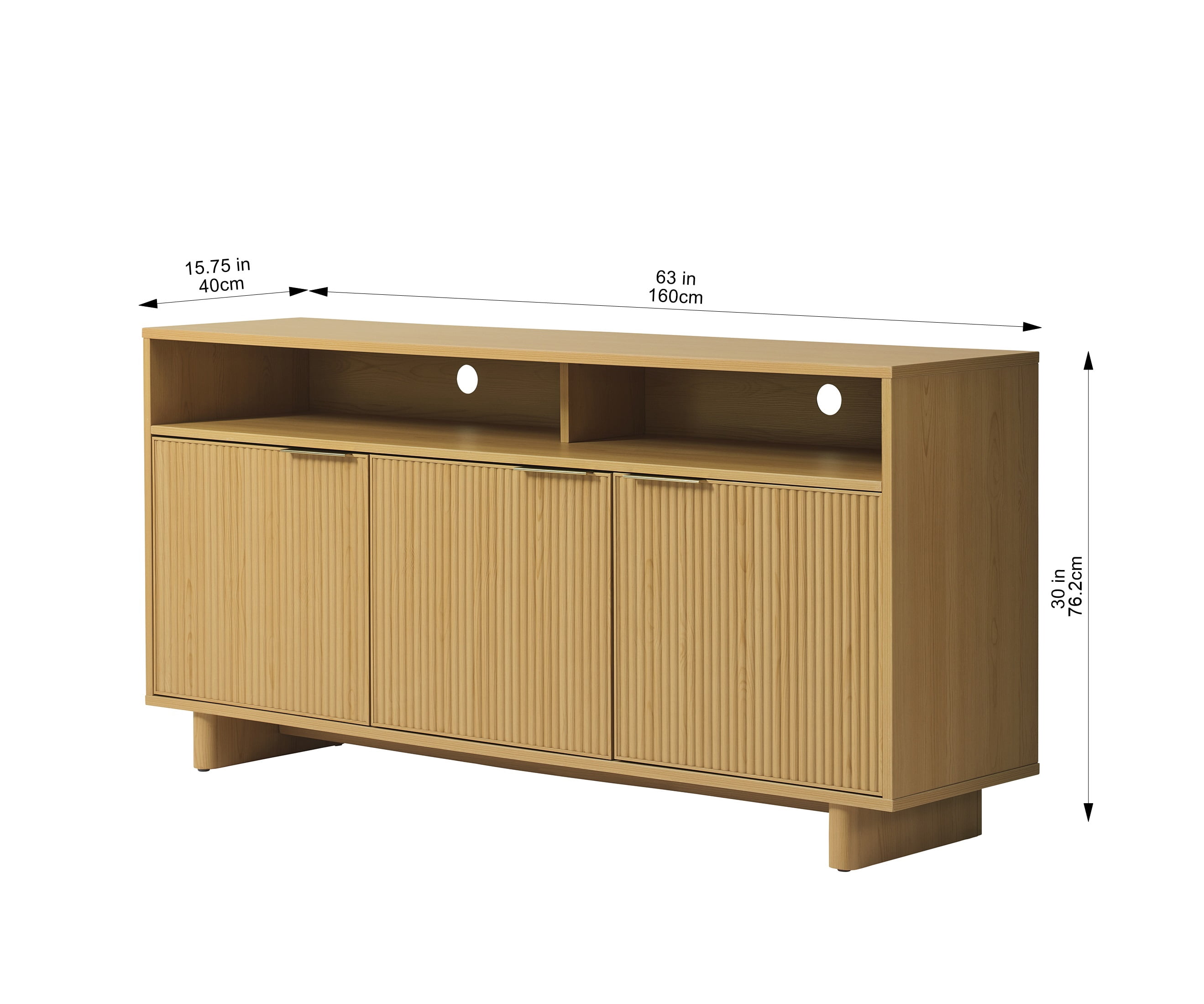 Better Homes & Gardens Lillian Fluted TV Stand for TVs up to 70", Natural Pine Finish