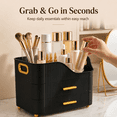 thumbnail image 4 of Countertop Makeup Organizer with Drawers, 3 Tier Cosmetic Storage Box with Beauty Accessories Set, Vanity Bathroom Counter Dresser Skincare Display Case for Lipsticks, Beauty Palettes, Black, 4 of 10